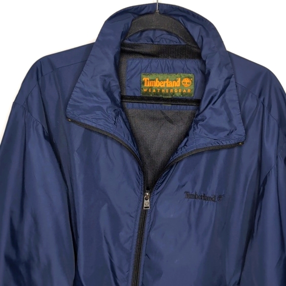 Men's Timberland Navy Stow and Go Packable Windbreaker Rain Jacket XL Vi… - Picture 2 of 13